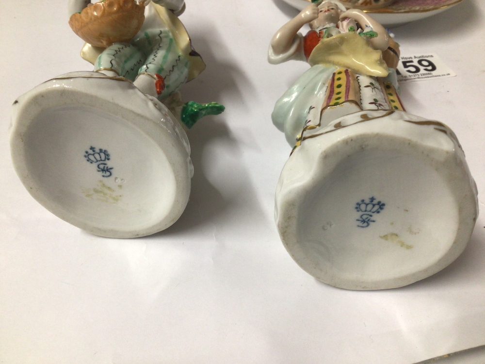 MEISSEN TWIN HANDLED CHOCOLATE CUP WITH COVER AND STAND, PAINTED PANELS OF FIGURES, 11CM. (COVER AND - Image 3 of 5