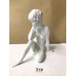 A WOLFGANG GAWANTKA SIGNED KAISER BISQUE PORCELAIN NUDE FIGURINE, ‘MEDITATION’ 489.