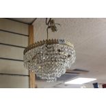 BRASS WITH CRYSTAL DROPS CHANDELIER