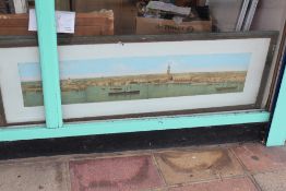 TWO LARGE EARLY PANORAMIC VIEWS OF VENICE FROM THE SEA, AQUATINT BOTH FRAMED AND GLAZED, 150 X 50CM