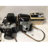 VINTAGE RUSSIAN ZENIT 35M CASED CAMERA WITH A BEIRETTE 35M CAMERA AND A NOVA 110FX