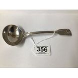 VICTORIAN HALLMARKED SILVER FIDDLE, THREAD, AND SHELL PATTERN SAUCE LADLE 19CM, 1844 BY CHAWNER
