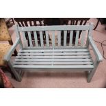 GREEN PAINTED WOODEN GARDEN BENCH