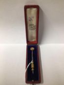VICTORIAN UNMARKED YELLOW METAL WITH DIAMOND TIE-PIN WITH CASE