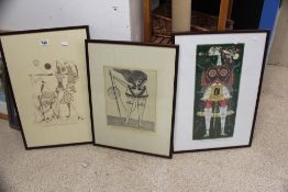 REPRODUCTION LITHOGRAPHS MAX WALTER SVANBERG 1986, 1991 AND 1997, ALL FRAMED AND GLAZED, 62 X 43CM