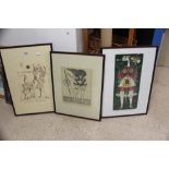 REPRODUCTION LITHOGRAPHS MAX WALTER SVANBERG 1986, 1991 AND 1997, ALL FRAMED AND GLAZED, 62 X 43CM