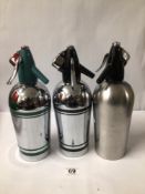 TWO SPARKLETS VINTAGE SODA SYPHONS WITH STANDS WITH A BOC SODA SYPHON
