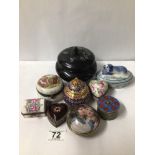 MIXED, LIDDED DISHES, PORCELAIN, METAL ALL MINIATURE