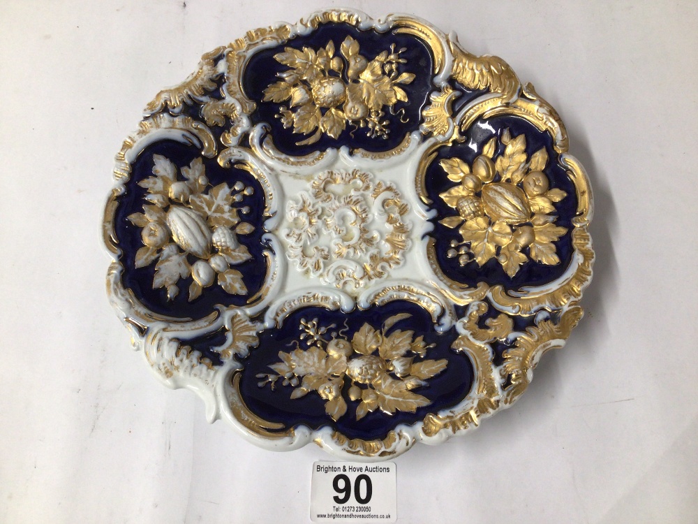 MEISSEN COBALT BLUE AND GOLD CABINET PLATE, 23CM