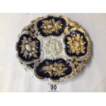 MEISSEN COBALT BLUE AND GOLD CABINET PLATE, 23CM