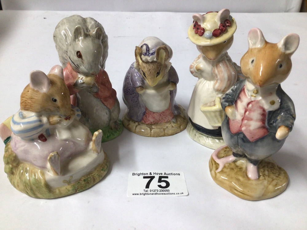 ROYAL DOULTON FIGURINES, MR TOADFLAX, LADY WOODMOUSE, DUSTY DOGWOOD, BESWICK TIMMY TIPTOES, AND