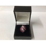 14K GOLD DIAMOND AND RUBY RING SIZE L, 4 GRAMS