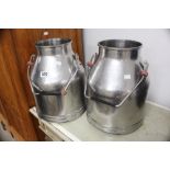 VINTAGE STEEL/CHROME FULLWOOD MILK CHURNS, 41CM