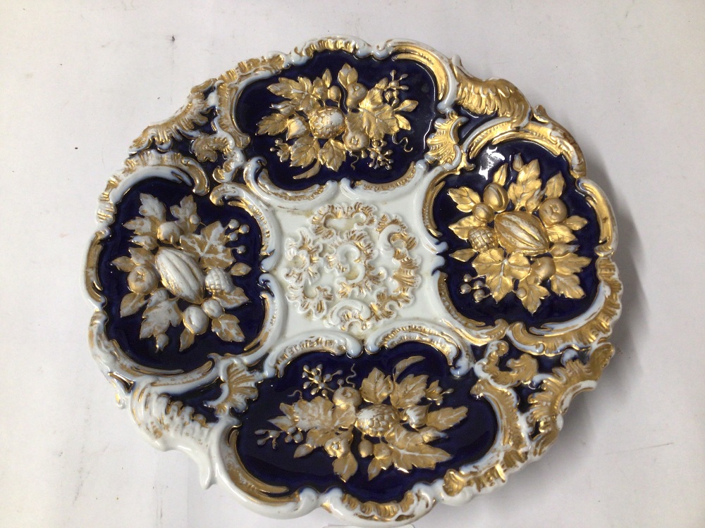 MEISSEN COBALT BLUE AND GOLD CABINET PLATE, 23CM - Image 2 of 3