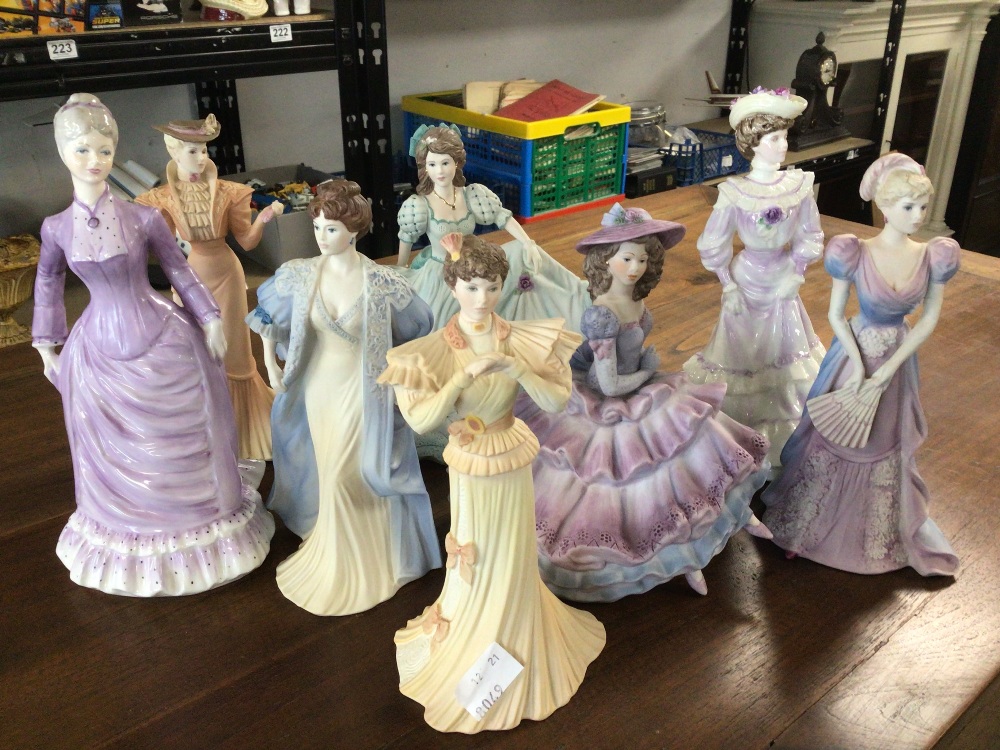 EIGHT COALPORT FIGURINES, LOUISA AT ASCOT, BEATRICE, PATIENCE ON THE BALCONY, CONSTANCE, COVENT - Image 2 of 8