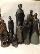 COLLECTION OF MAASAI BRONZED RESIN FIGURINES, THE LARGEST 52CM