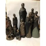 COLLECTION OF MAASAI BRONZED RESIN FIGURINES, THE LARGEST 52CM