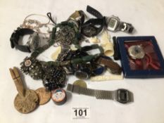 MIXED BOX OF COSTUME JEWELLERY, WATCHES