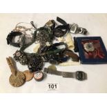 MIXED BOX OF COSTUME JEWELLERY, WATCHES