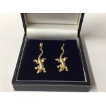 YELLOW METAL LIZARD EARRINGS