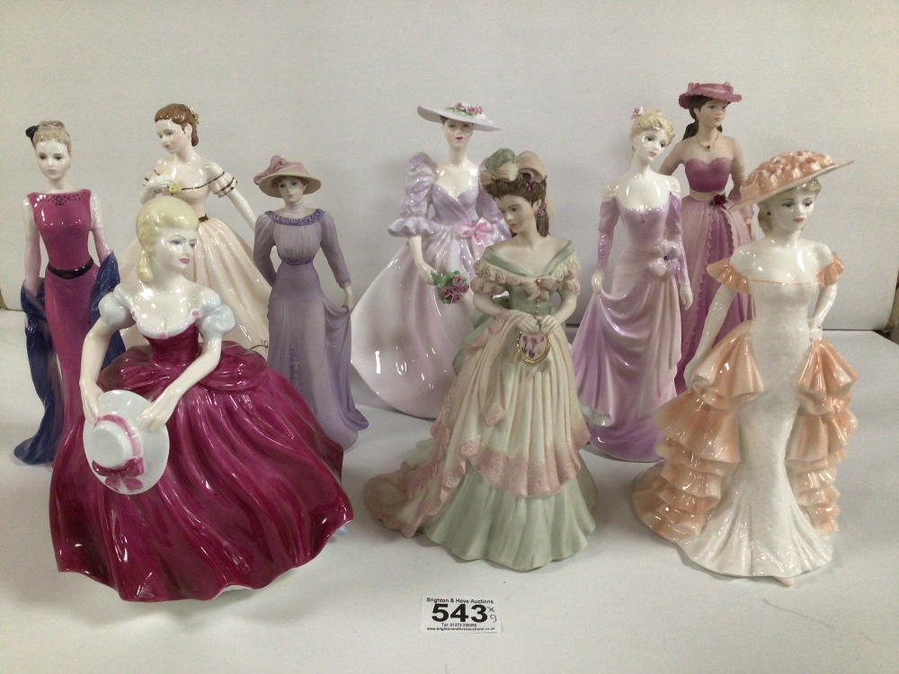 NINE COALPORT FIGURINES AMANDA, VERONICA, GERALDINE, BARBARA ANN, CAFE ROYAL, FAITH, AGE OF