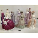 NINE COALPORT FIGURINES AMANDA, VERONICA, GERALDINE, BARBARA ANN, CAFE ROYAL, FAITH, AGE OF