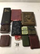 QUANTITY OF MINIATURE LEATHER BOUND BOOKS, TOM THUMB DIARY AND PROVERB 1893, MY MORNING COUNSELOR,