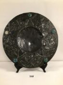 ARTS 'N' CRAFTS PEWTER WALL PLAQUE A/F, 40CM DIAMETER