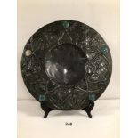 ARTS 'N' CRAFTS PEWTER WALL PLAQUE A/F, 40CM DIAMETER