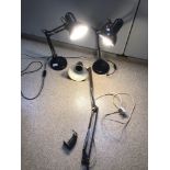 THREE METAL ANGLEPOISE LAMPS