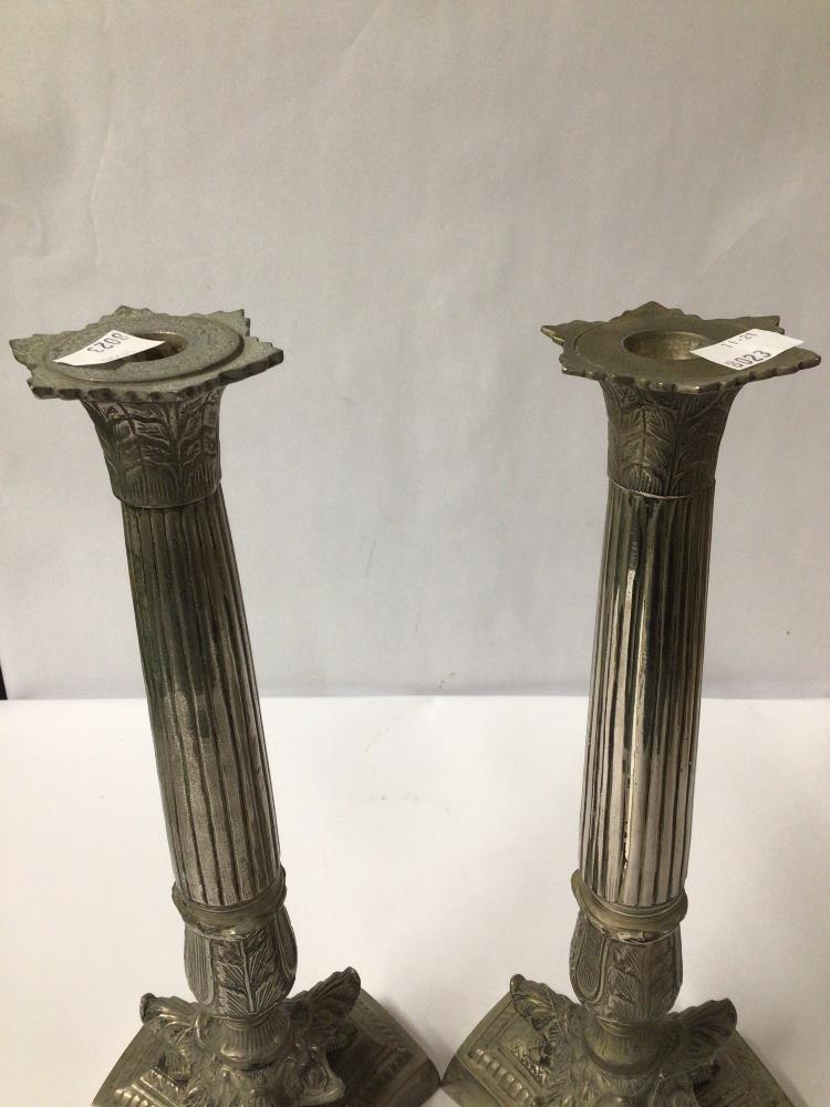 PAIR OF SILVER-PLATED CANDLESTICKS, 36CM - Image 2 of 3