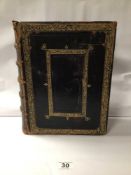 1868 LEATHER BOUND FAMILY BIBLE, CASSELL, PETTER AND GALPIN WITH ENGRAVINGS