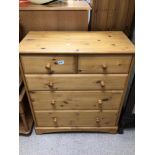 MODERN PINE TWO OVER THREE CHEST OF DRAWERS