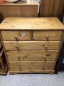 MODERN PINE TWO OVER THREE CHEST OF DRAWERS