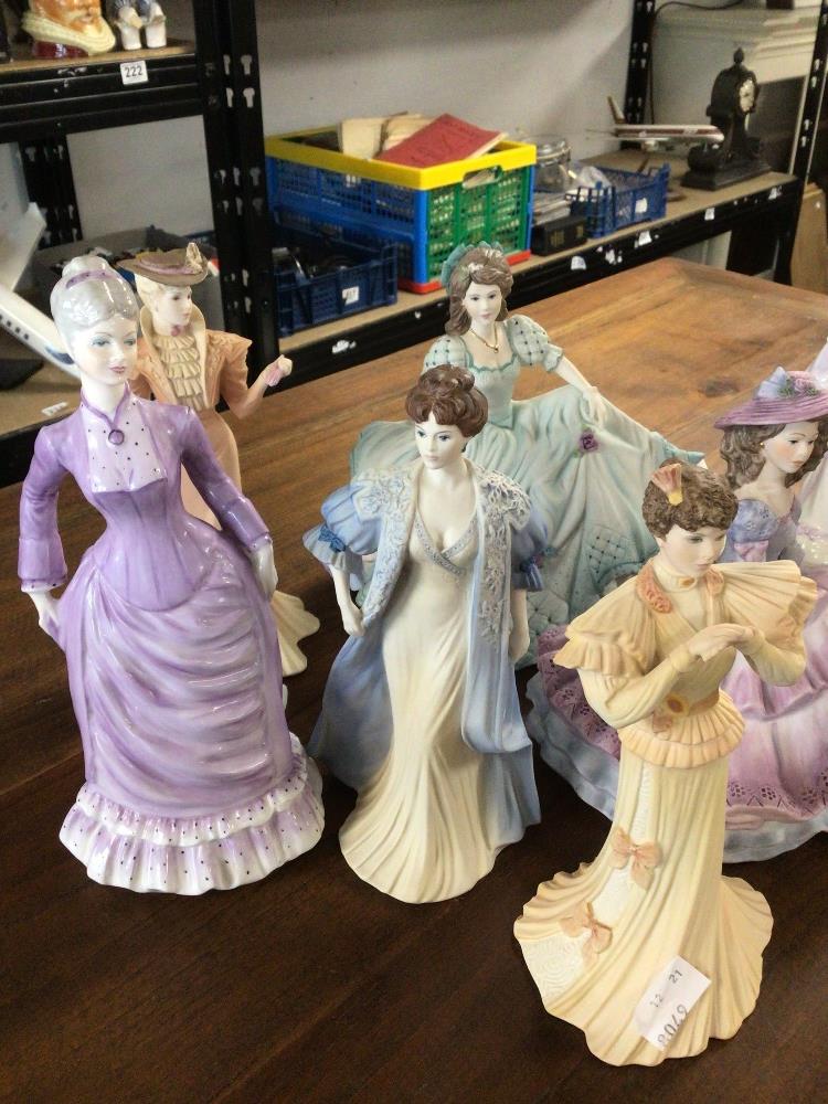 EIGHT COALPORT FIGURINES, LOUISA AT ASCOT, BEATRICE, PATIENCE ON THE BALCONY, CONSTANCE, COVENT - Image 4 of 8