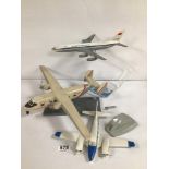 THREE DESKTOP MODEL AIRPLANES PIPER, RUSSIAN AND MORE, INCLUDING AN AEROFLOT IIYUSHIN IL-86 (1/