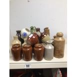 LARGE QUANTITY OF SMALL STONEWARE BOTTLES, EARLY DOULTON, AND MORE