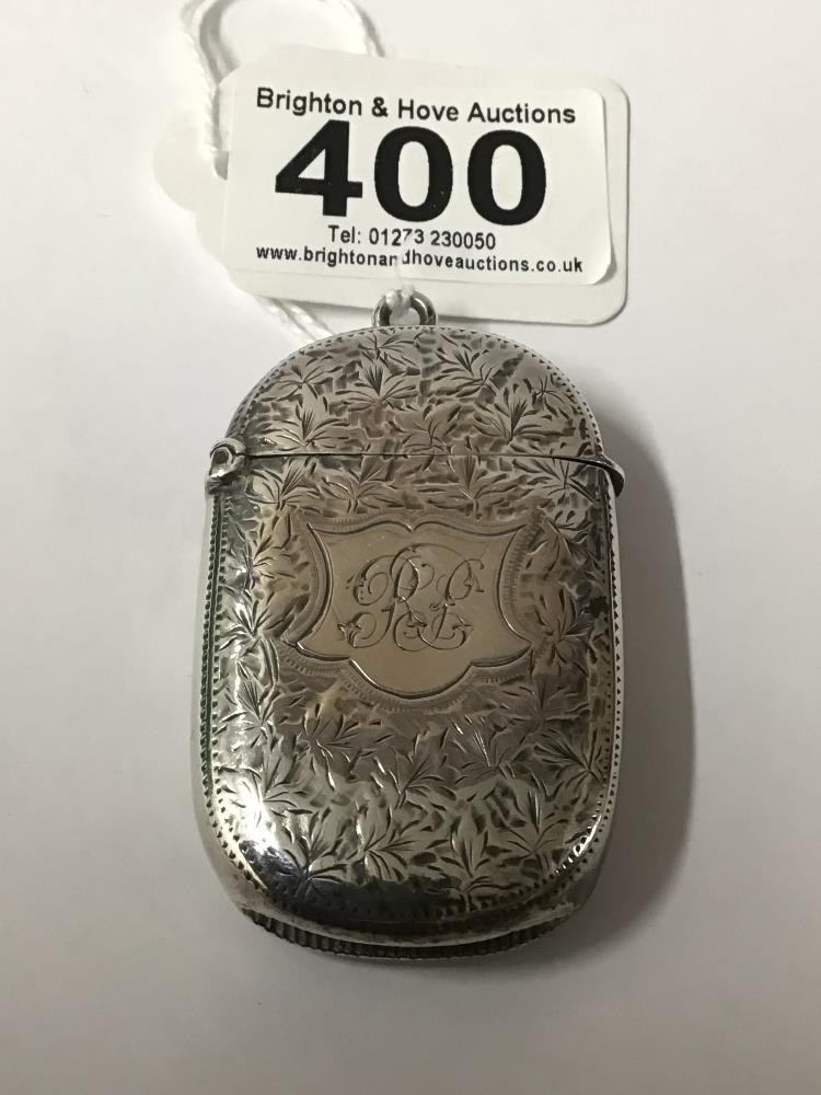 HALLMARKED SILVER FOLIATE ENGRAVED VESTA CASE 6.5CM, 28 GRAMS - Image 2 of 3