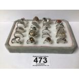 SILVER AND WHITE METAL RINGS, TWENTY IN TOTAL