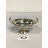 HALLMARKED SILVER TWIN HANDLE PEDESTAL BOWL,12CM DIAMETER, 80 GRAMS