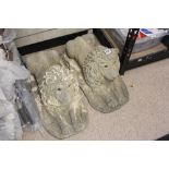 TWO LARGE LAYING LIONS IN CONCRETE, 72CM
