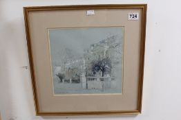 CHARLOTTE HALLIDAY 1984 PENCIL/WATERCOLOUR FRAMED AND GLAZED, 45 X 45CM