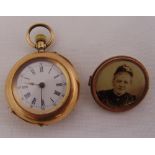 14ct yellow gold pocket watch and a 9ct gold brooch