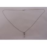 18ct white gold and diamond pendant on a 14ct white gold chain, approx total weight 2.4g