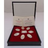 The Guards Regiment cased set of eight hallmarked sterling silver pill boxes, to include COAs,