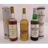 Macallan 10 year old single malt, Laphroaig 10 year old single malt and Glenmorangie 10 year old