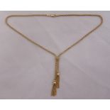 9ct yellow gold fancy link necklace with tassels, approx total weight 11.1g