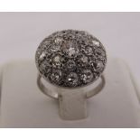 Platinum and diamond cocktail ring set with old cut diamonds, centre stone approx 40 points,