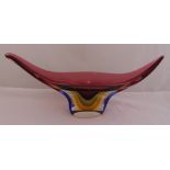 Murano glass oval amethyst colour table centrepiece, 64 x 27cm, A/F