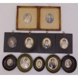 A quantity of framed miniatures of ladies, gentlemen and children of various size and form (11)